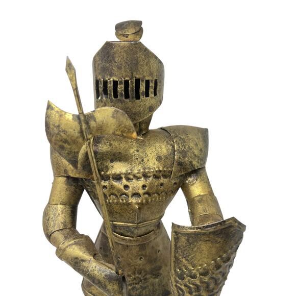 Handmade Metal Knight Suit of Armor Sculpture 15″ Tall Medieval Armor Art - Picture 2 of 5